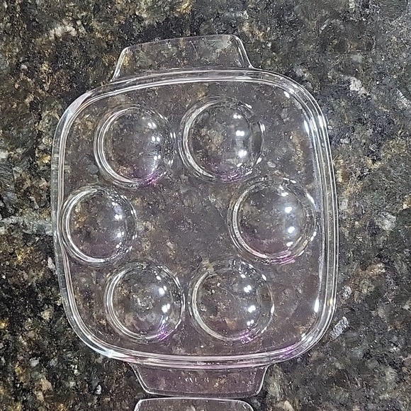 Set Of 2 Vintage French Pyrex Escargot Glass Plates Dishes Sedlex France - Picture 4 of 5